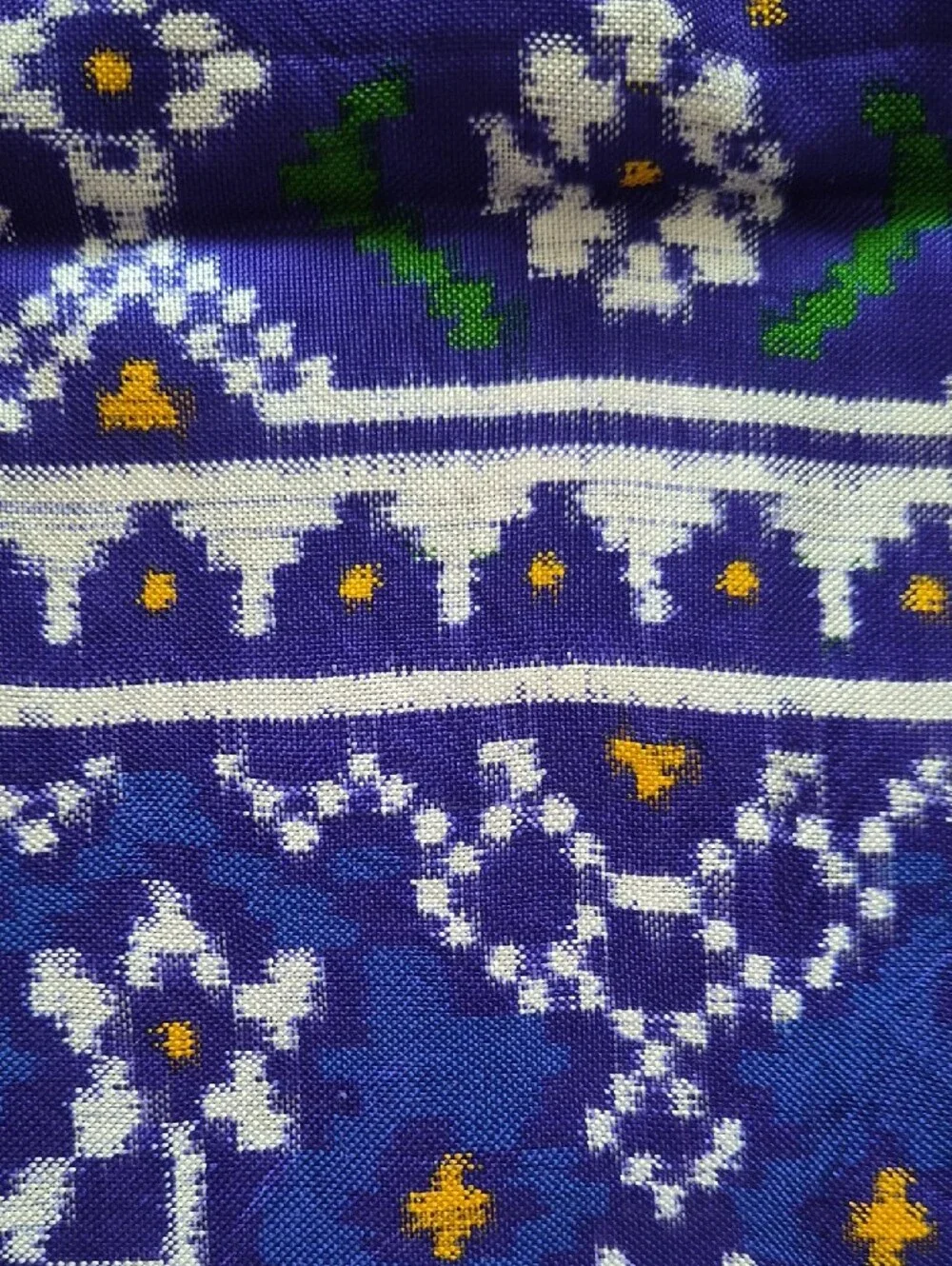 Double Ikat Patan Patola Museum Level Textile Blue Handwoven Scarf